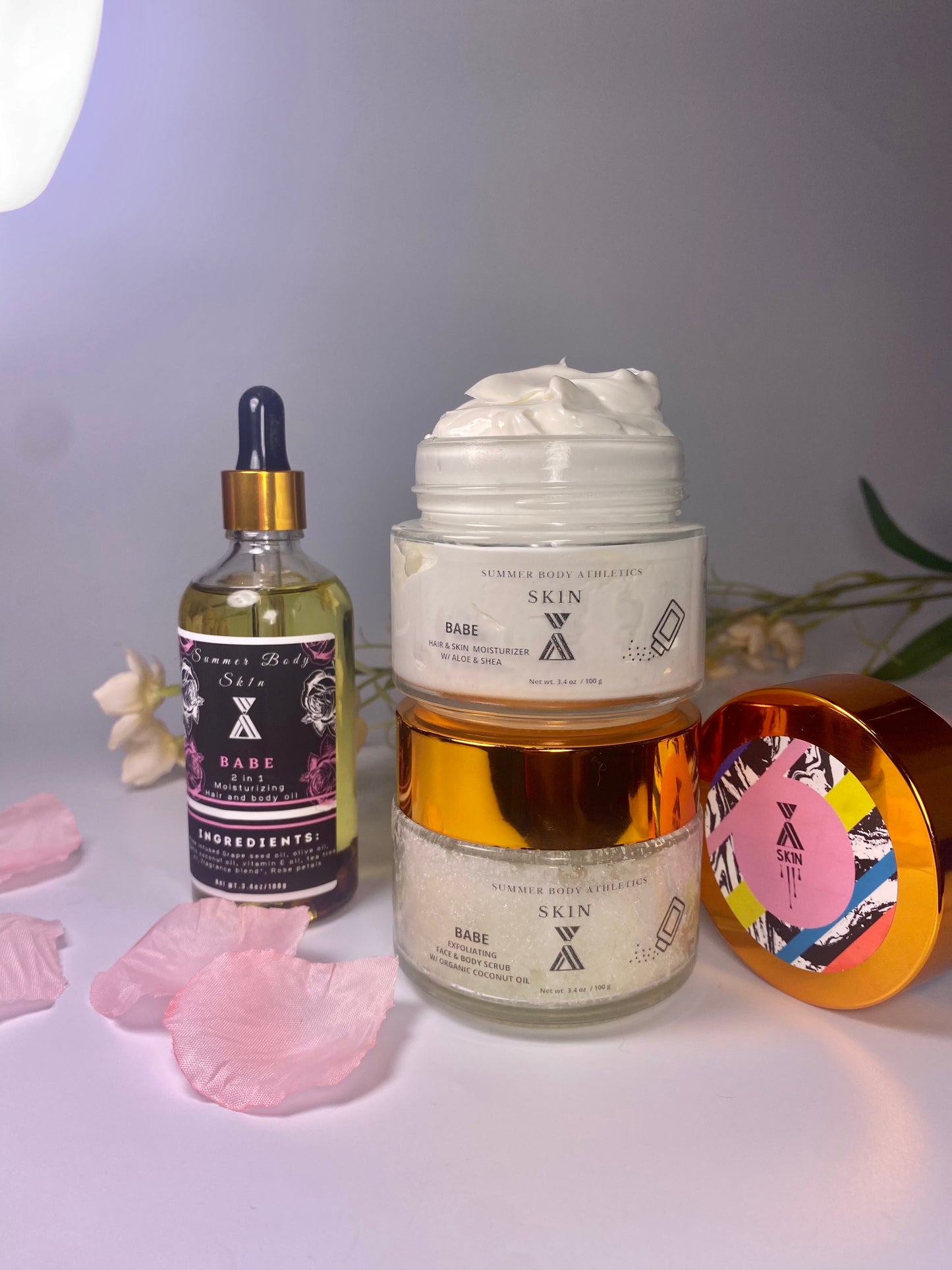 3 PIECE SET- 1 BUTTER, 1 OIL, 1 SCRUB