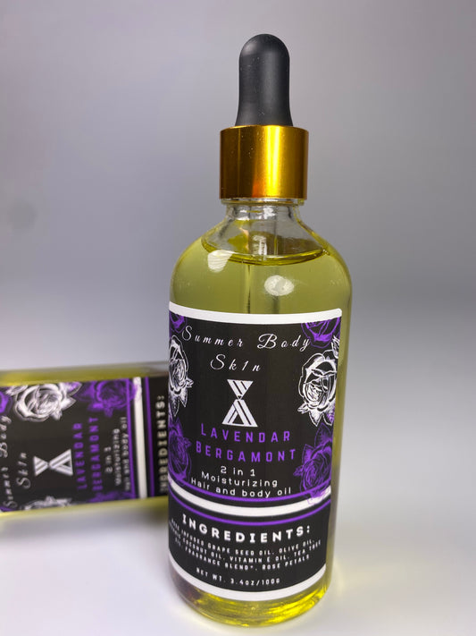 Lavender + bergamot hair and body oil